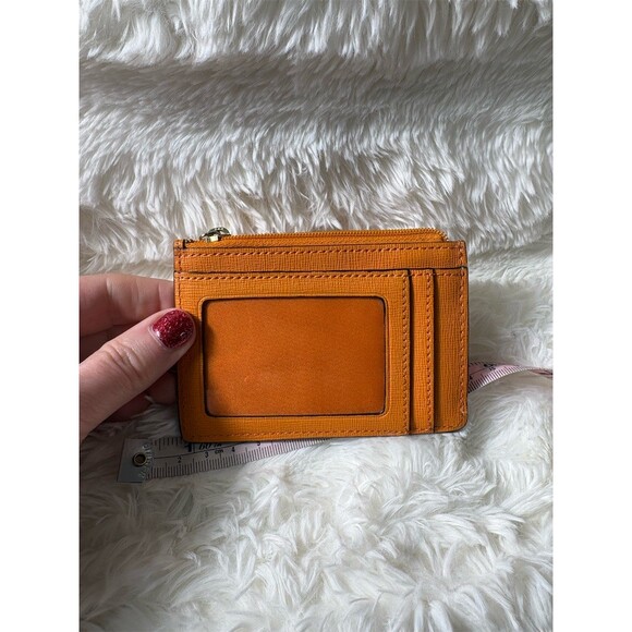 Coach Card Wallet Womens One Size Orange Zip-Around ID Window Coin Pouch - Picture 3 of 6